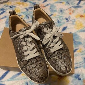 Sparkly Snakeskin Sneakers with White Laces